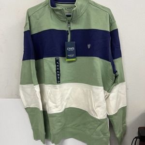Chaps pullover old school striped colors mens XL Green Navy Everyday Fleece